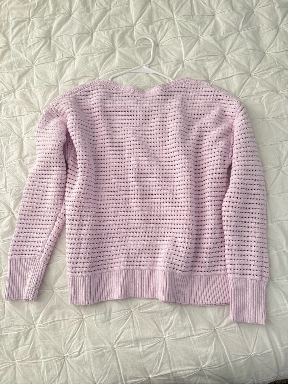 Lululemon Cotton Crochet Pullover Sweater - Light Pink EUC